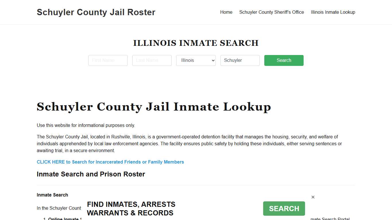 Schuyler County Jail Roster Lookup, IL, Inmate Search